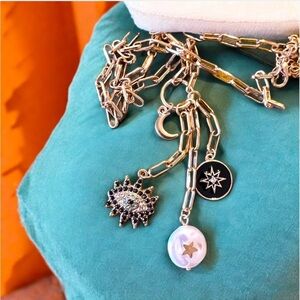 Evil eye stars and moon necklace. Protection necklace.